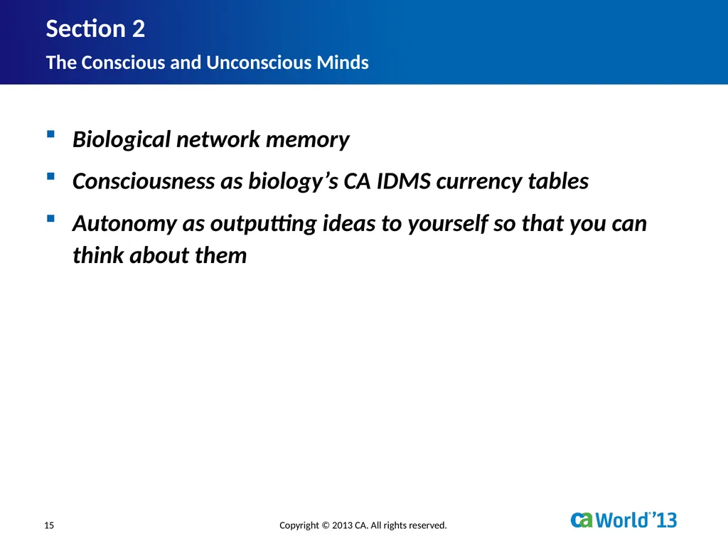 Artificial Consciousness: A CA IDMS™ Database - slide 15 of 36