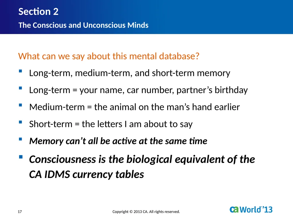 Artificial Consciousness: A CA IDMS™ Database - slide 17 of 36