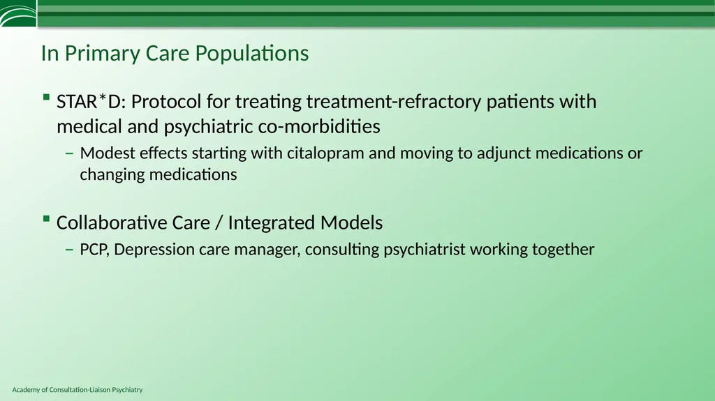 Depression in Medical Settings APM Resident - slide 45 of 52