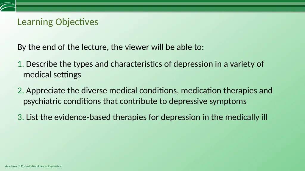 Depression in Medical Settings APM Resident - slide 2 of 52