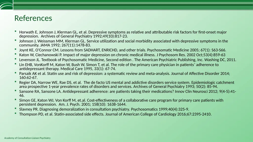 Depression in Medical Settings APM Resident - slide 51 of 52