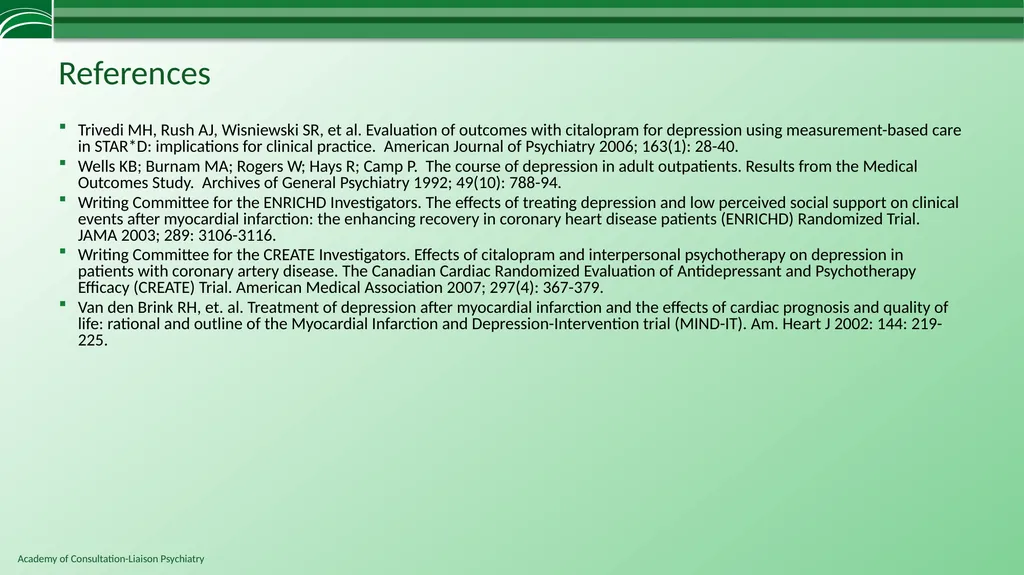 Depression in Medical Settings APM Resident - slide 52 of 52