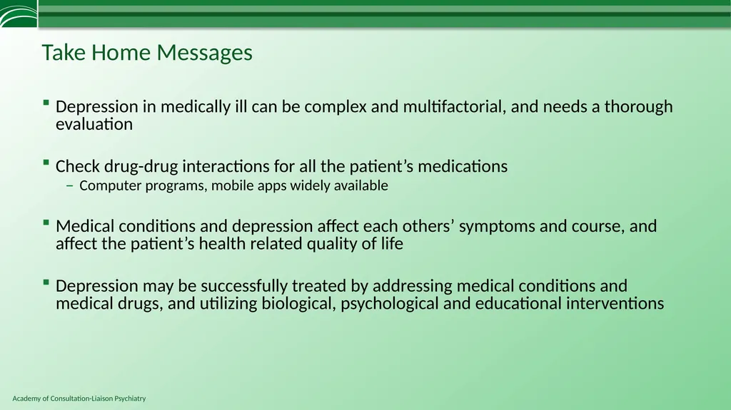 Depression in Medical Settings APM Resident - slide 49 of 52