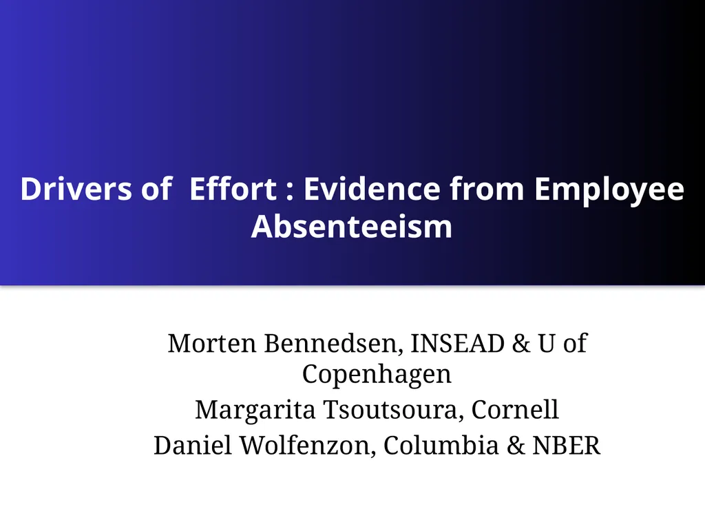 Drivers of Effort : Evidence from Employee