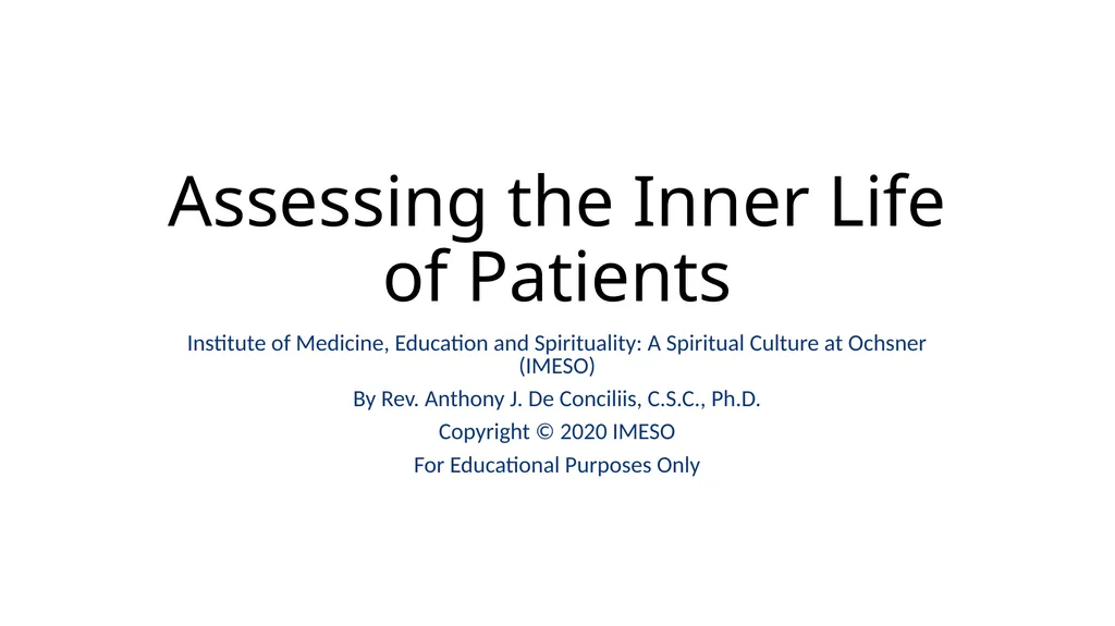 Spiritual Assessment and Interventions The - slide 9 of 26