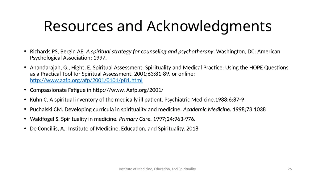 Spiritual Assessment and Interventions The - slide 26 of 26