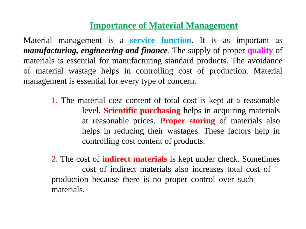 Materials Management Material management Material - slide 7 of 29