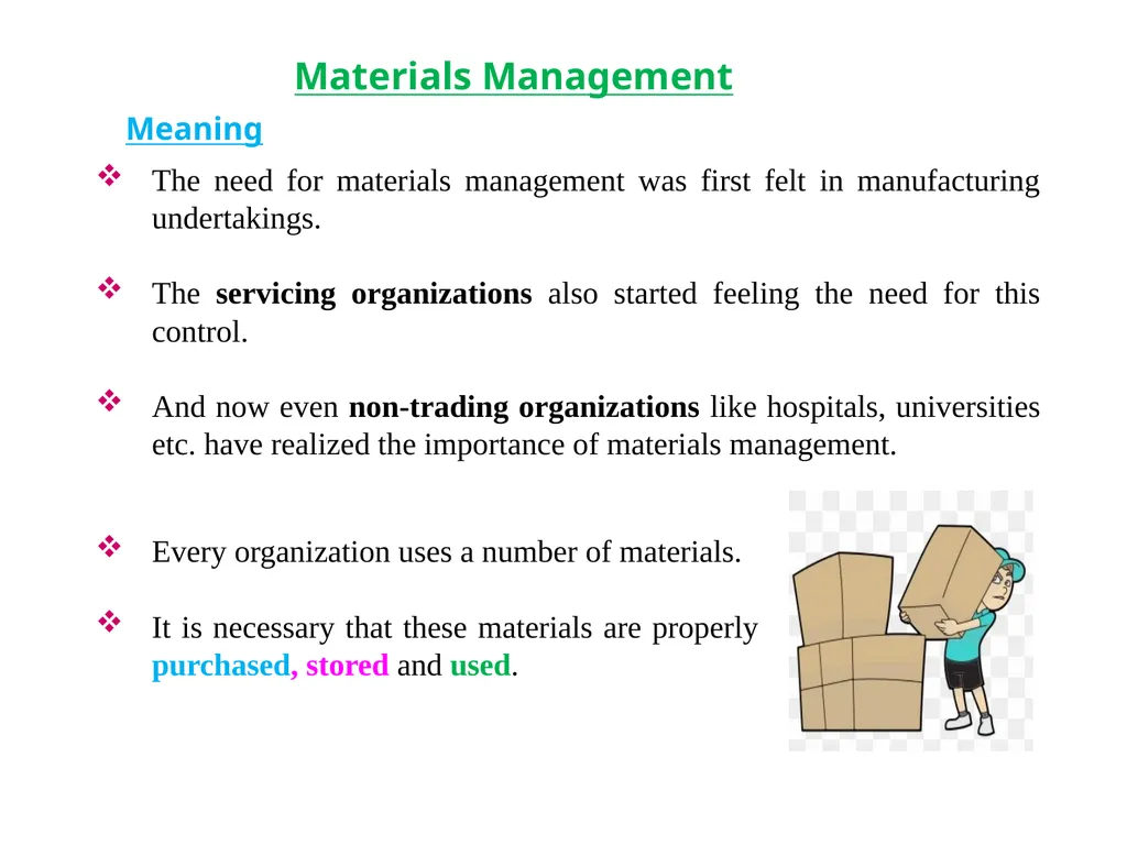 Materials Management Material management Material - slide 4 of 29