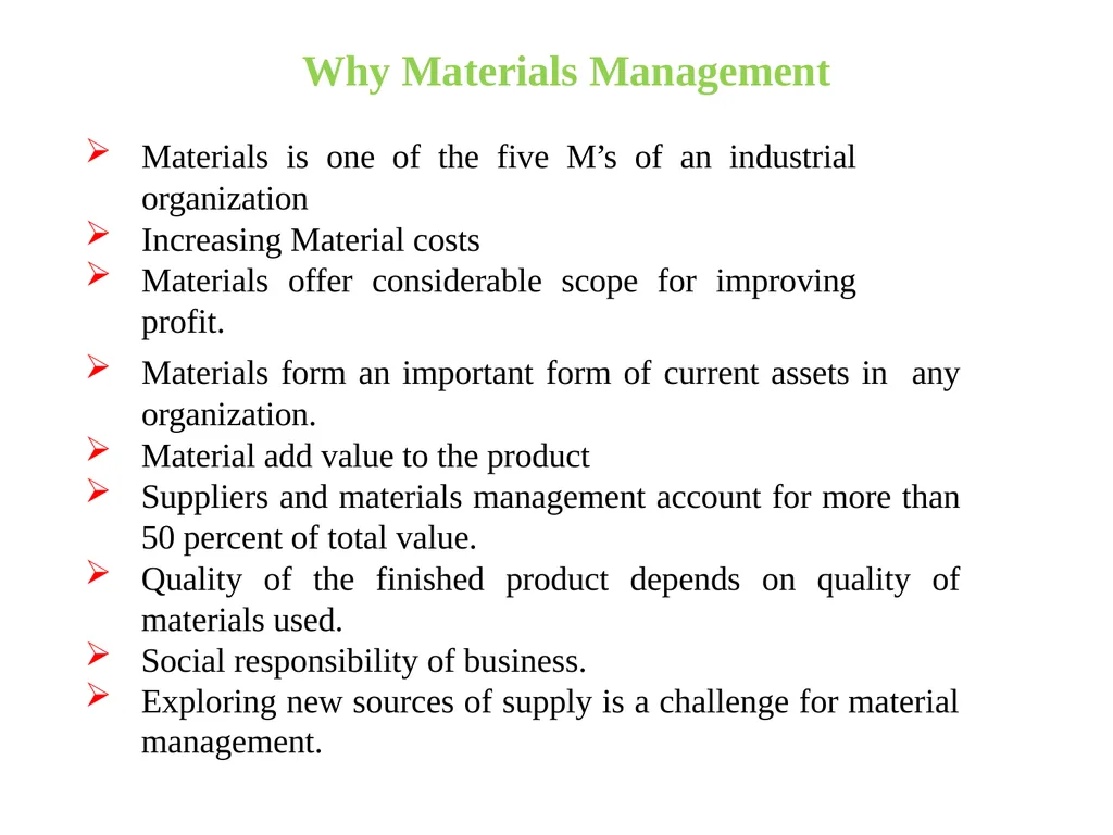 Materials Management Material management Material - slide 12 of 29