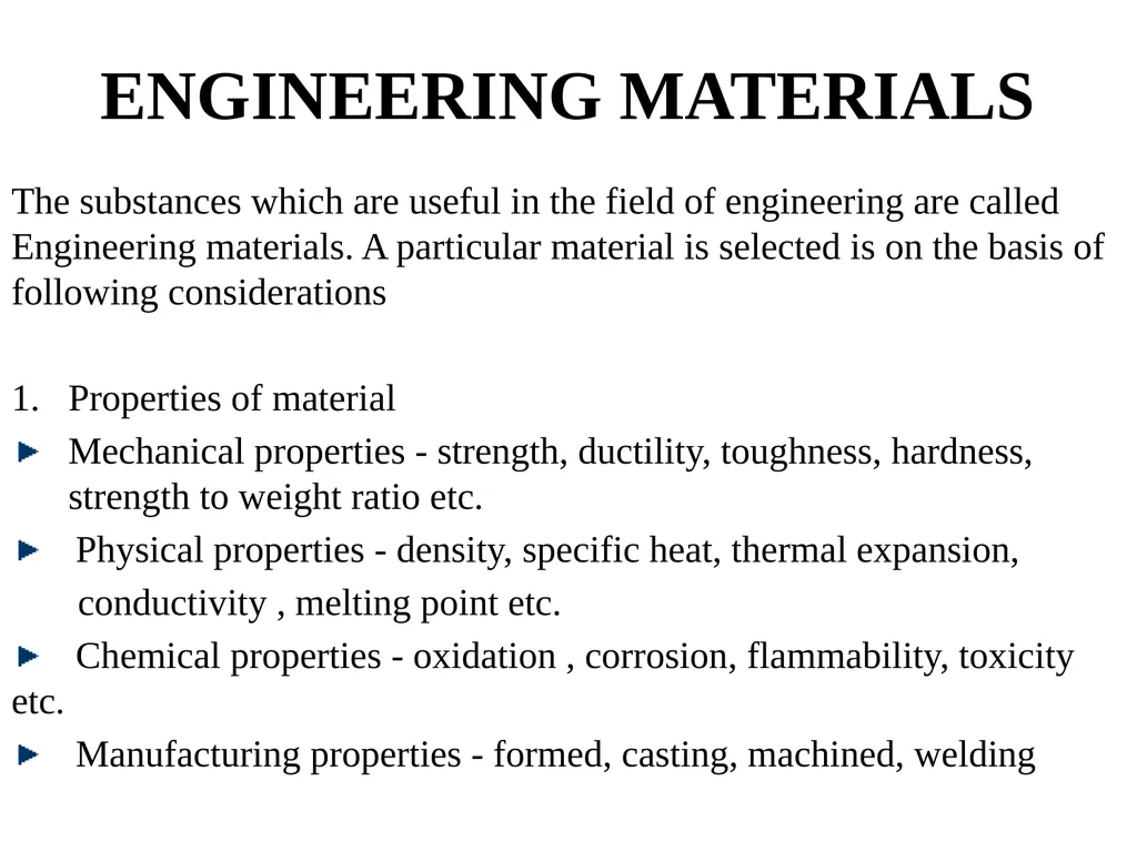 ENGINEERING MATERIALS The substances which are - slide 1 of 13