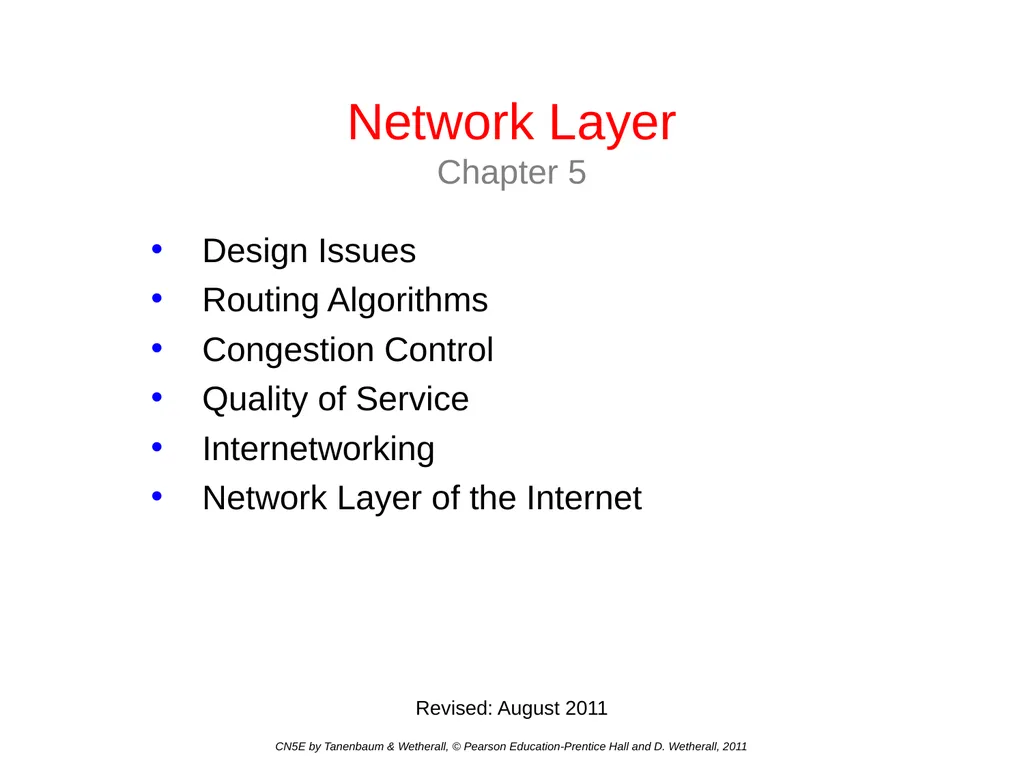 Network Layer Chapter 5 CN5E by Tanenbaum & - slide 1 of 68