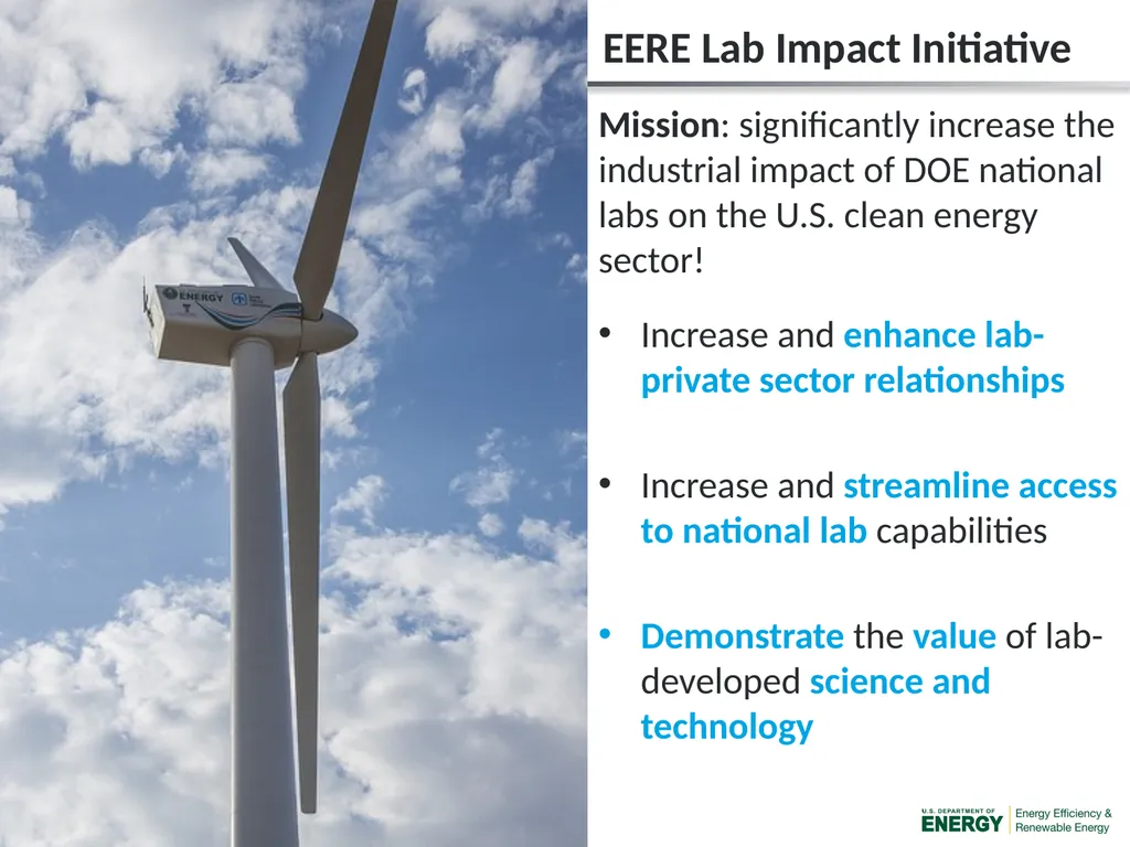 EERE National Laboratory Impact Initiative: Small - slide 3 of 10