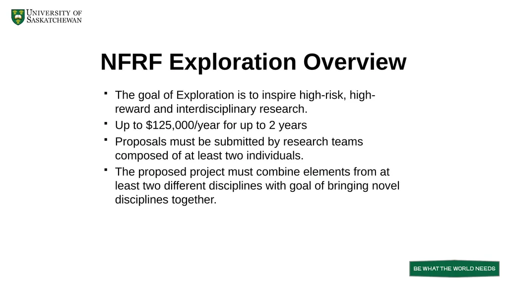 New Frontiers in Research Fund Exploration Stream - slide 2 of 9