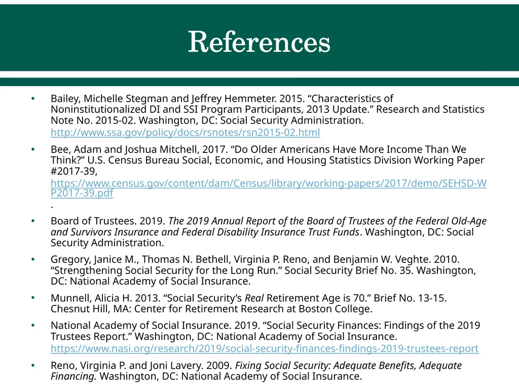 Social Security Benefits, Finances, and Policy - slide 43 of 44