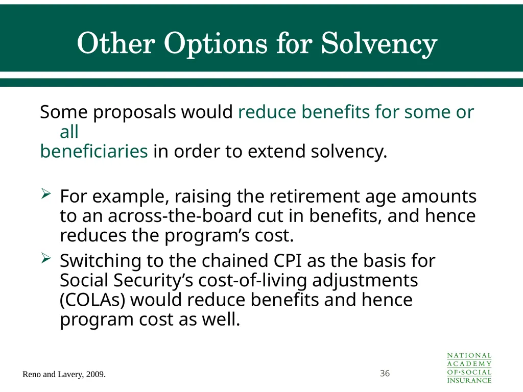 Social Security Benefits, Finances, and Policy - slide 36 of 44