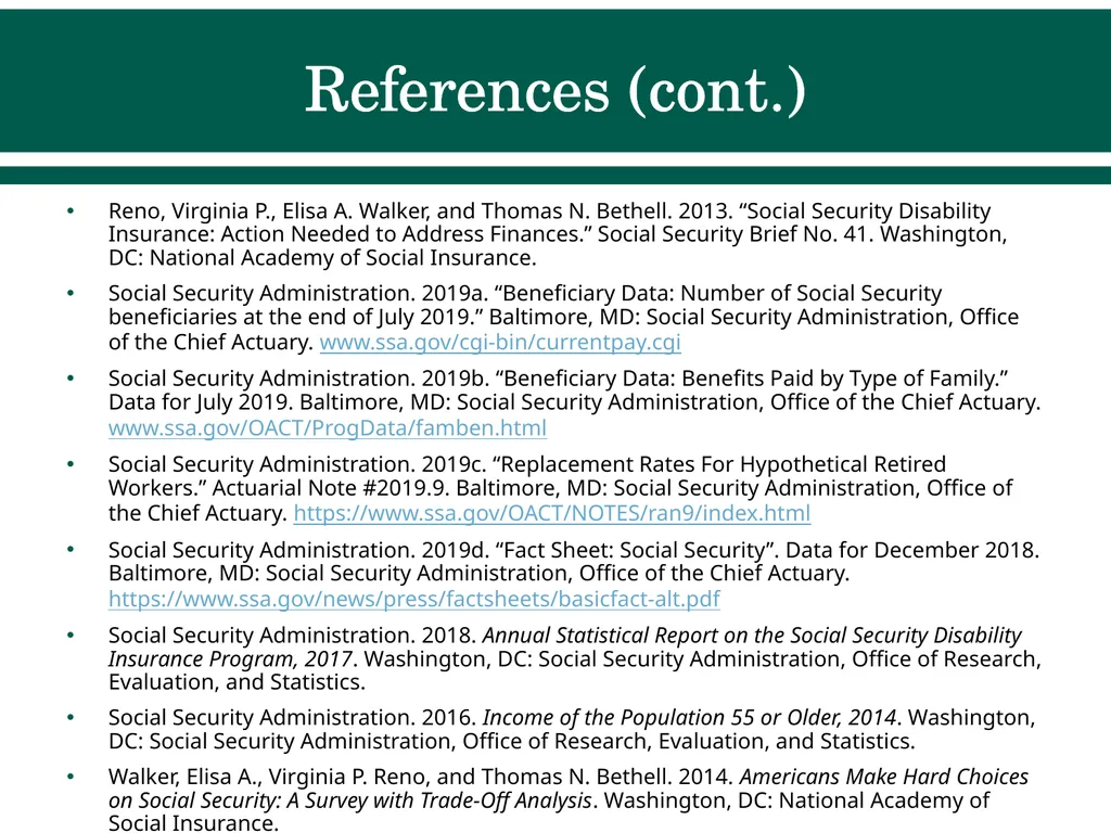 Social Security Benefits, Finances, and Policy - slide 44 of 44