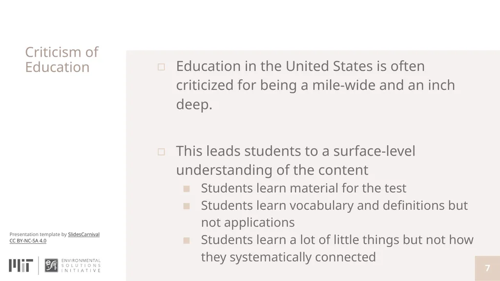 Teaching with Sustainability A course offered - slide 7 of 32