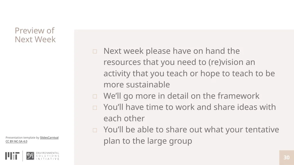 Teaching with Sustainability A course offered - slide 30 of 32