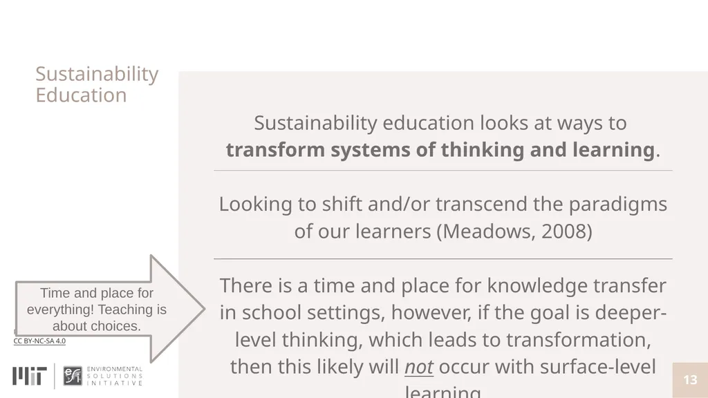 Teaching with Sustainability A course offered - slide 13 of 32