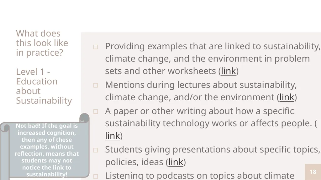 Teaching with Sustainability A course offered - slide 18 of 32