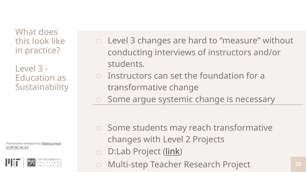 Teaching with Sustainability A course offered - slide 20 of 32