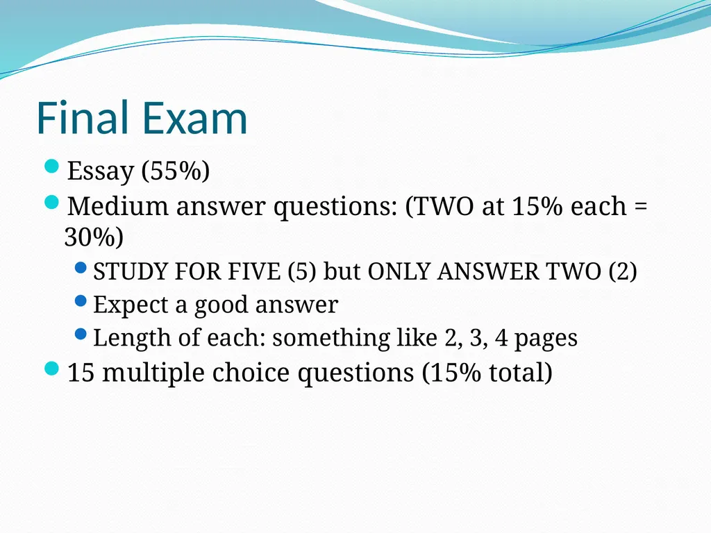 Overview Final exam – questions? Complete climate - slide 2 of 30