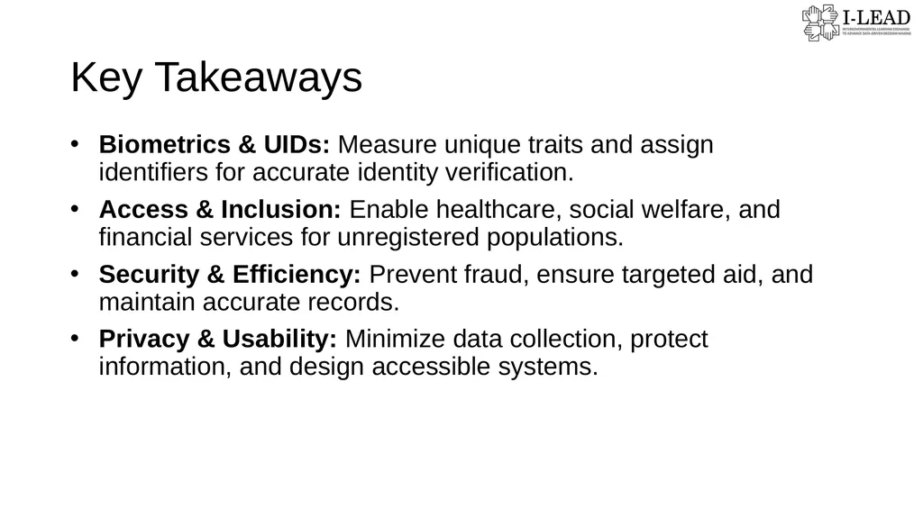 Biometrics & UID // Add facilitator name // - slide 12 of 13