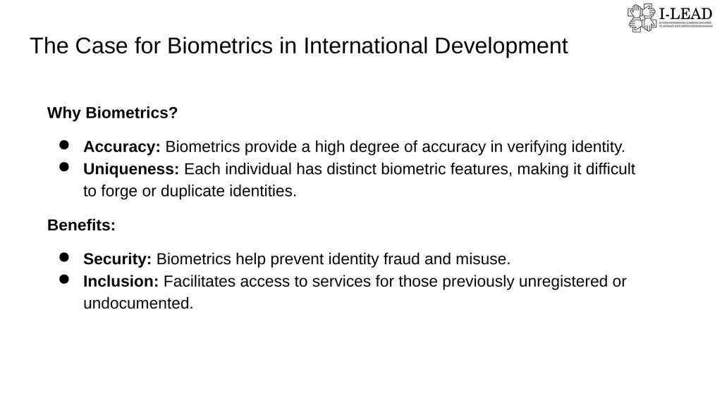 Biometrics & UID // Add facilitator name // - slide 4 of 13
