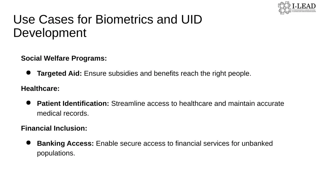Biometrics & UID // Add facilitator name // - slide 5 of 13