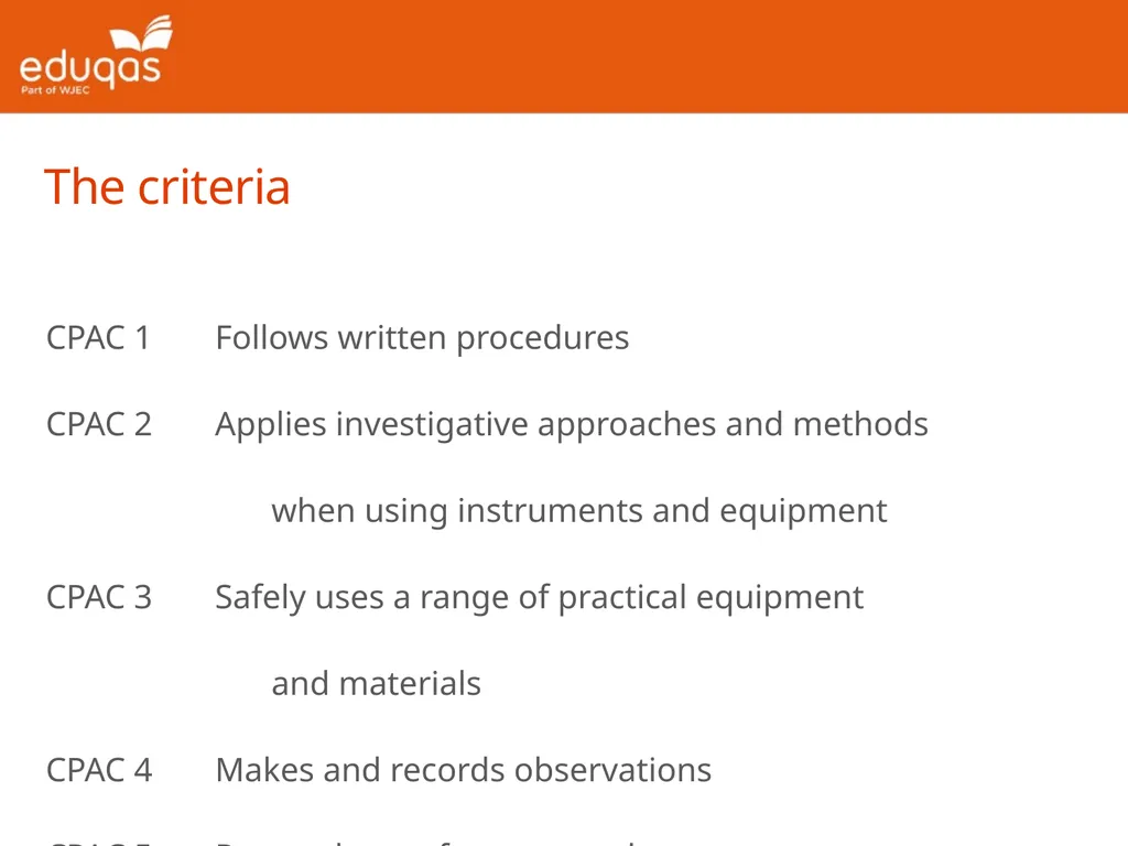 Common Practical Assessment Criteria Presentation - slide 3 of 14