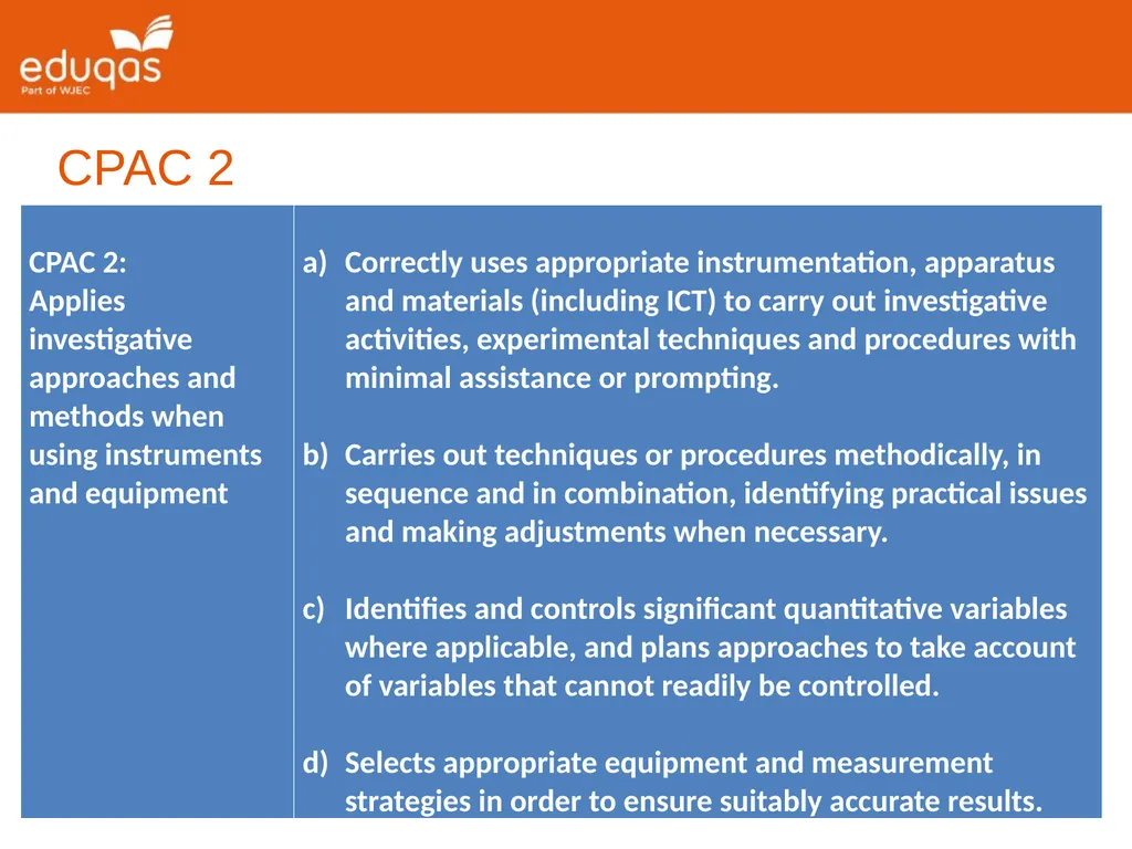 Common Practical Assessment Criteria Presentation - slide 7 of 14