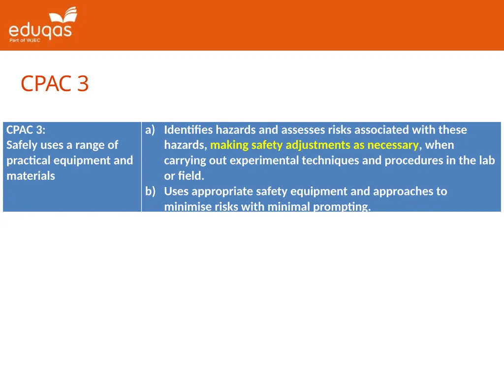 Common Practical Assessment Criteria Presentation - slide 8 of 14