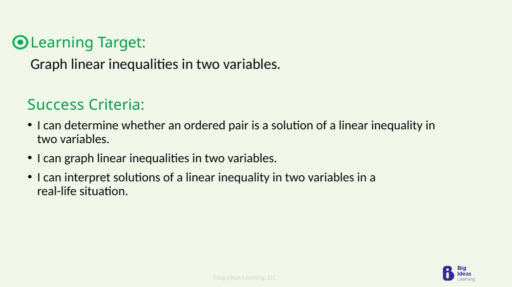 Lesson 5.6 Graphing Linear Inequalities in Two - slide 3 of 19