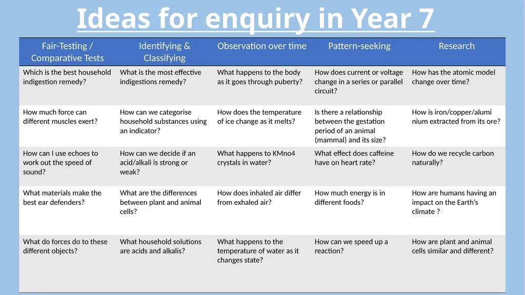 5 Enquiry Types Pattern-Seeking Observing Fair - slide 8 of 10