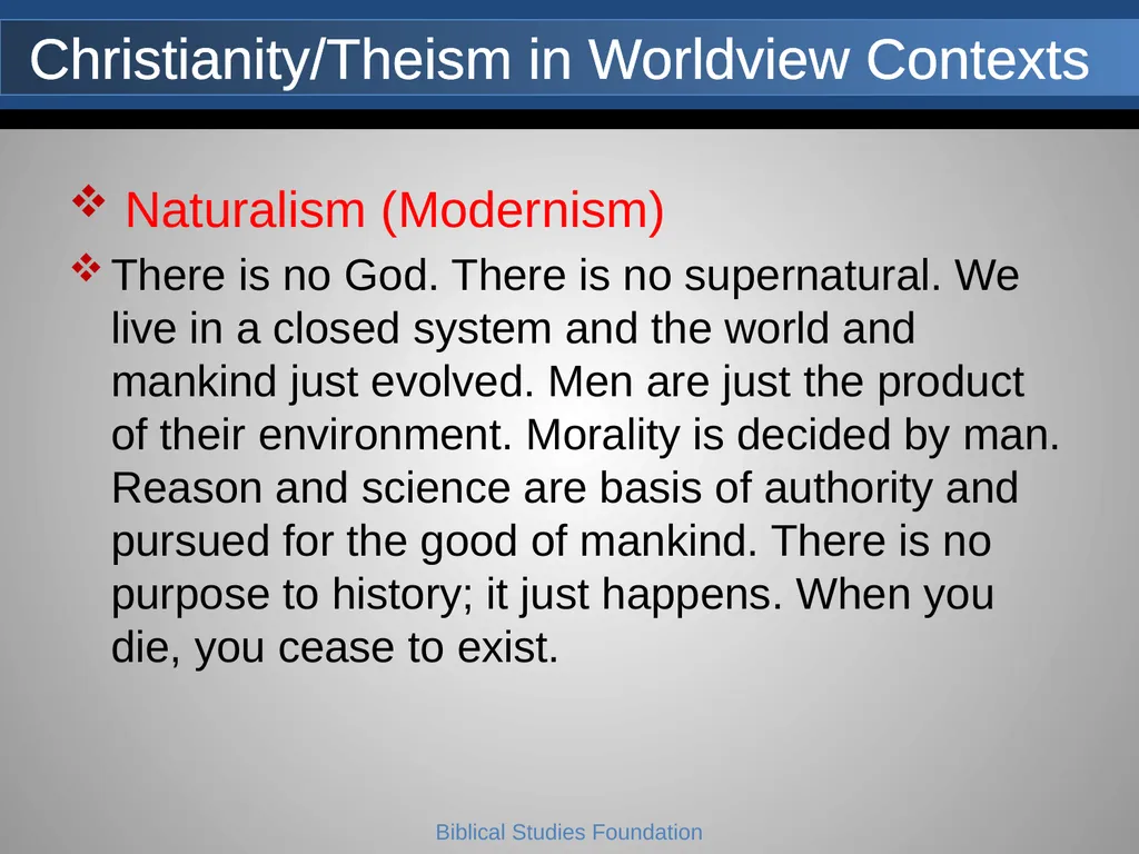 Understanding Worldviews Core Faith- Lesson 2 A - slide 8 of 43