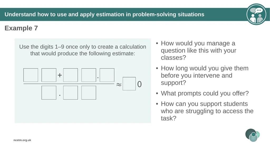 Estimating numerical calculations (from 1.1 Place - slide 27 of 35