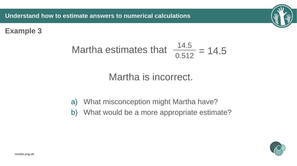 Estimating numerical calculations (from 1.1 Place - slide 18 of 35