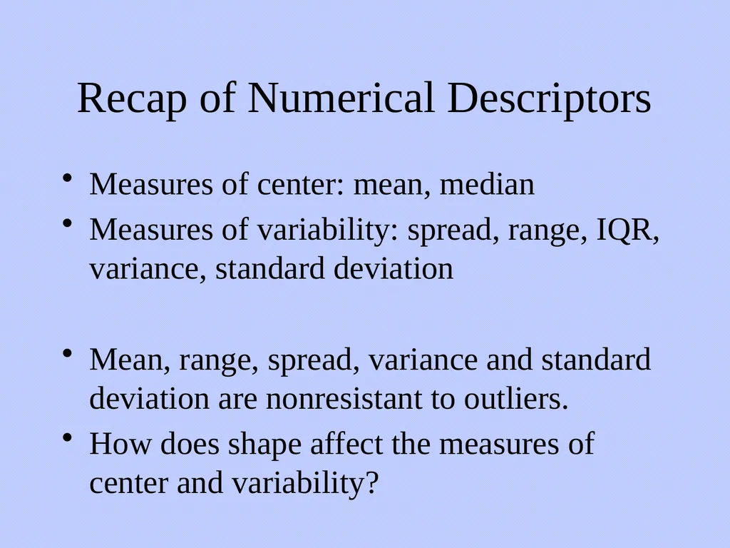 Numerical Methods for Describing Data From - slide 11 of 15