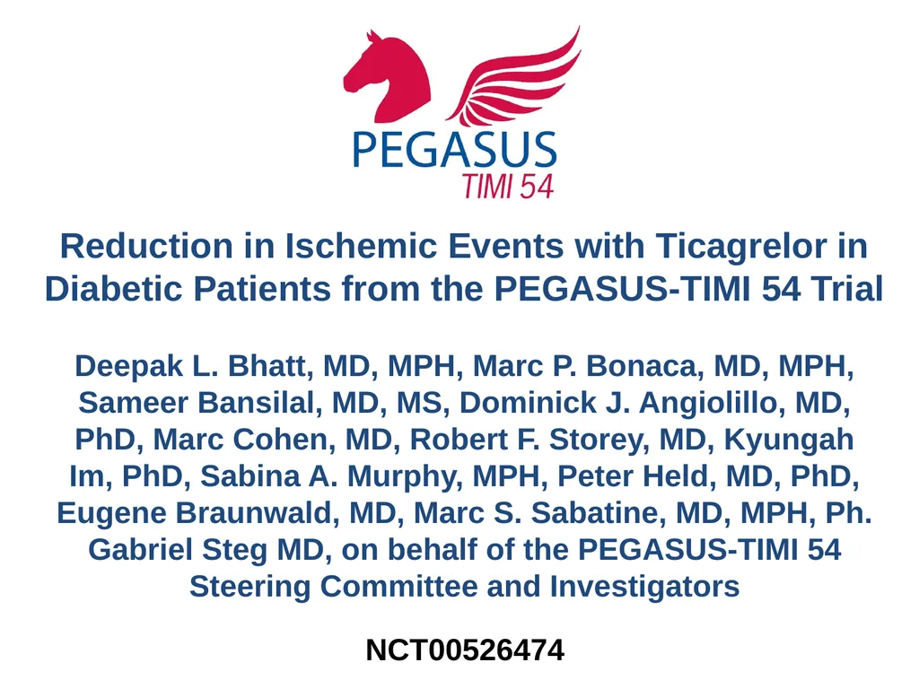 Reduction in Ischemic Events with Ticagrelor in - slide 1 of 18