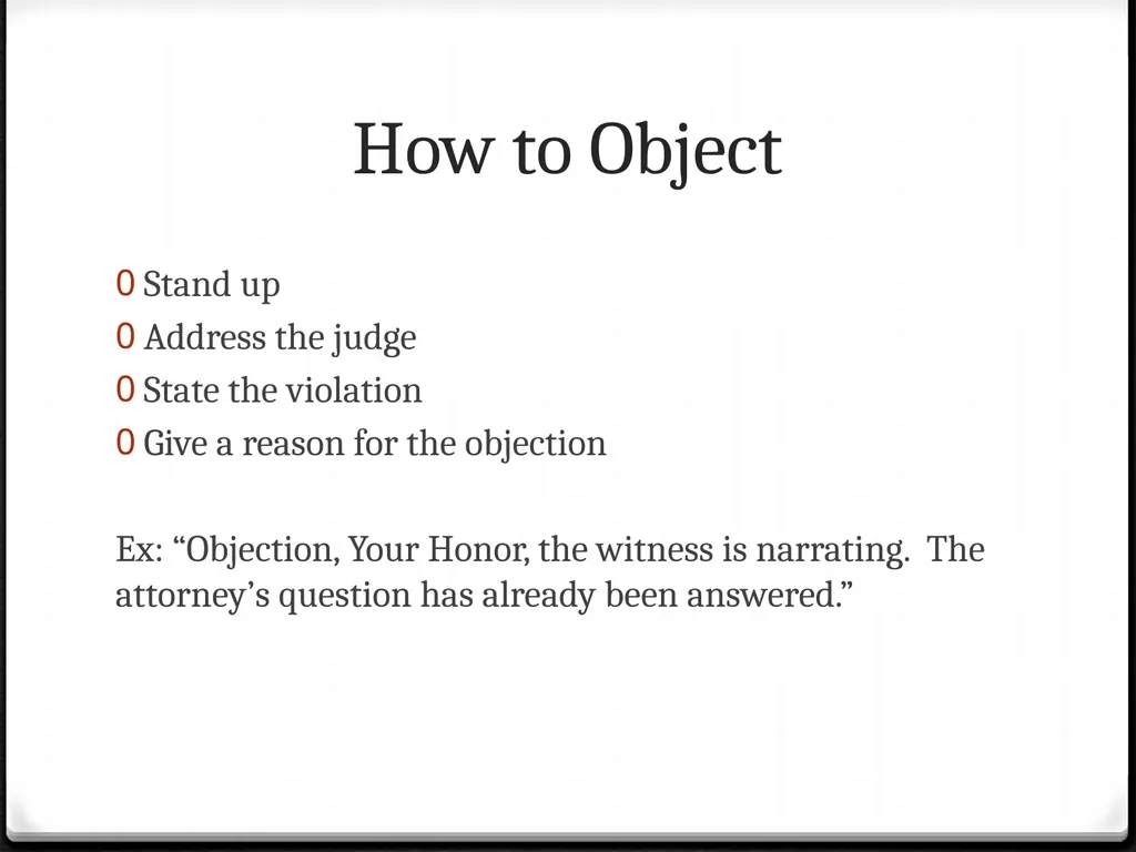 Rules of Evidence and Objections Mock Trial Rules - slide 16 of 20