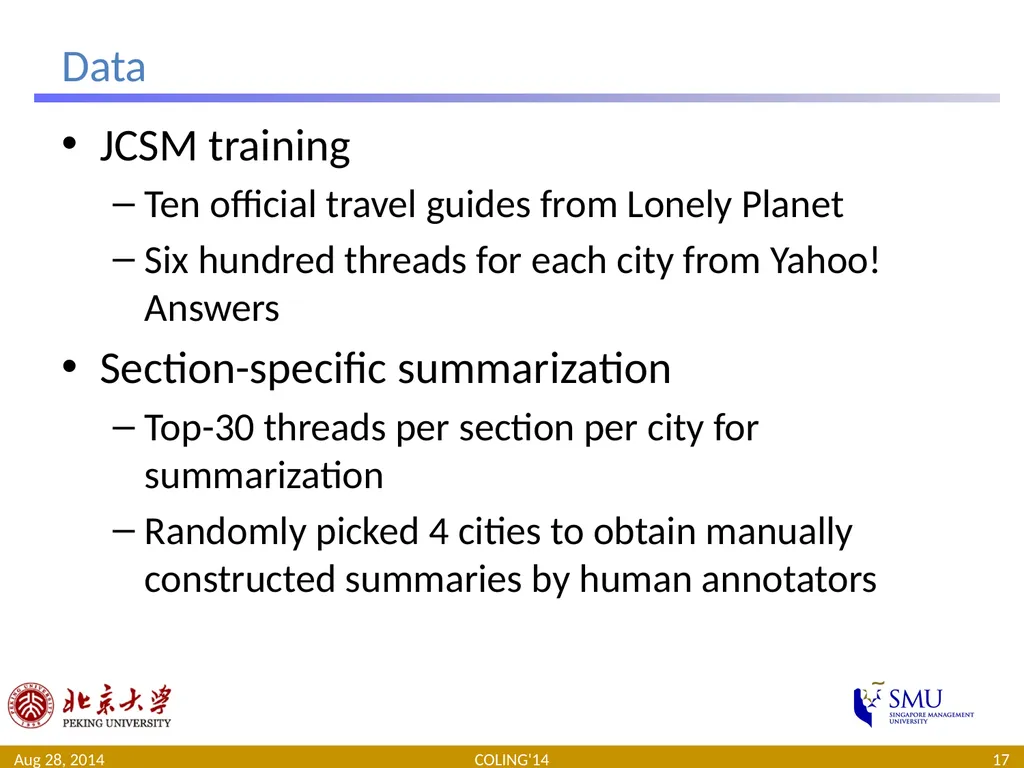 Generating Supplementary Travel Guides from Social - slide 17 of 25