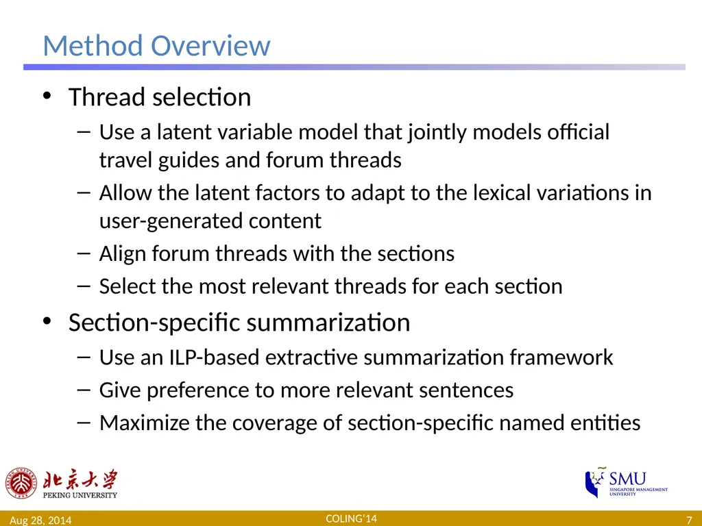 Generating Supplementary Travel Guides from Social - slide 7 of 25