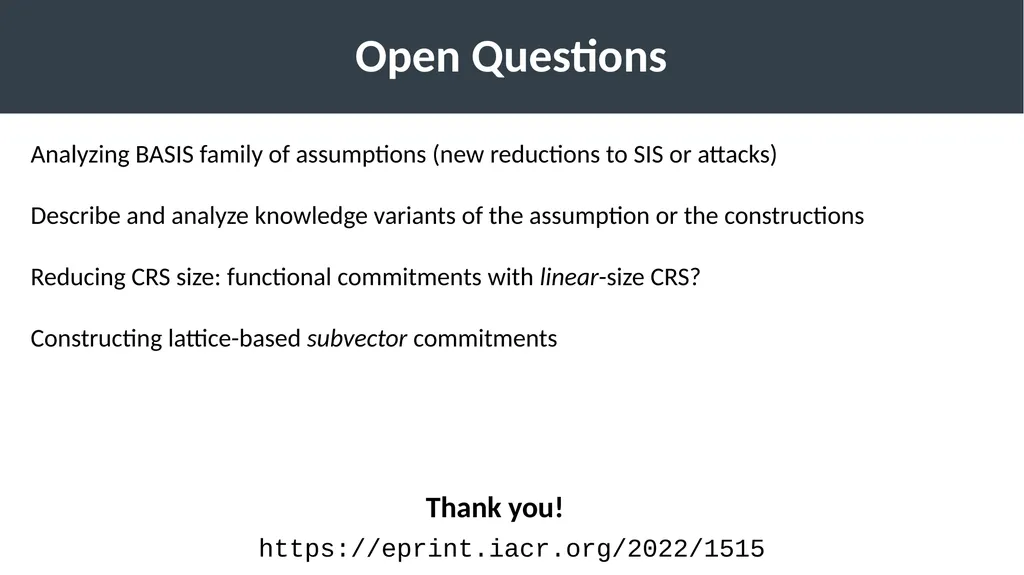 Succinct Vector, Polynomial, and Functional - slide 32 of 32