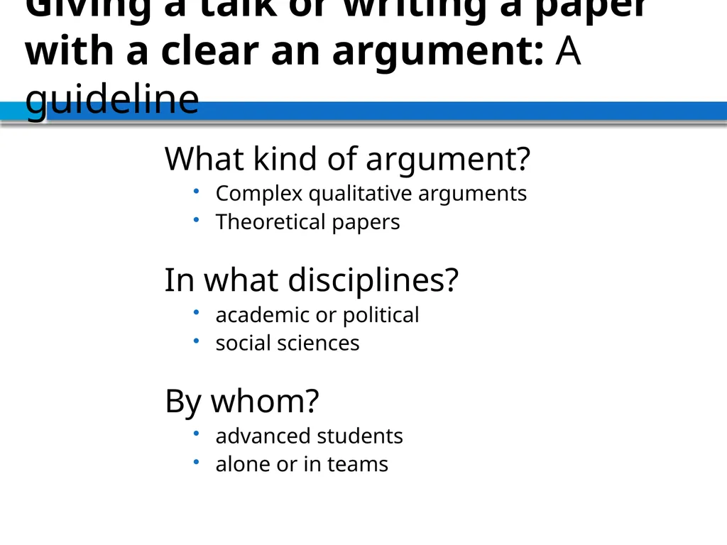 STRUCTURING THE ARGUMENT OF A THEORETICAL PAPER IN - slide 36 of 47