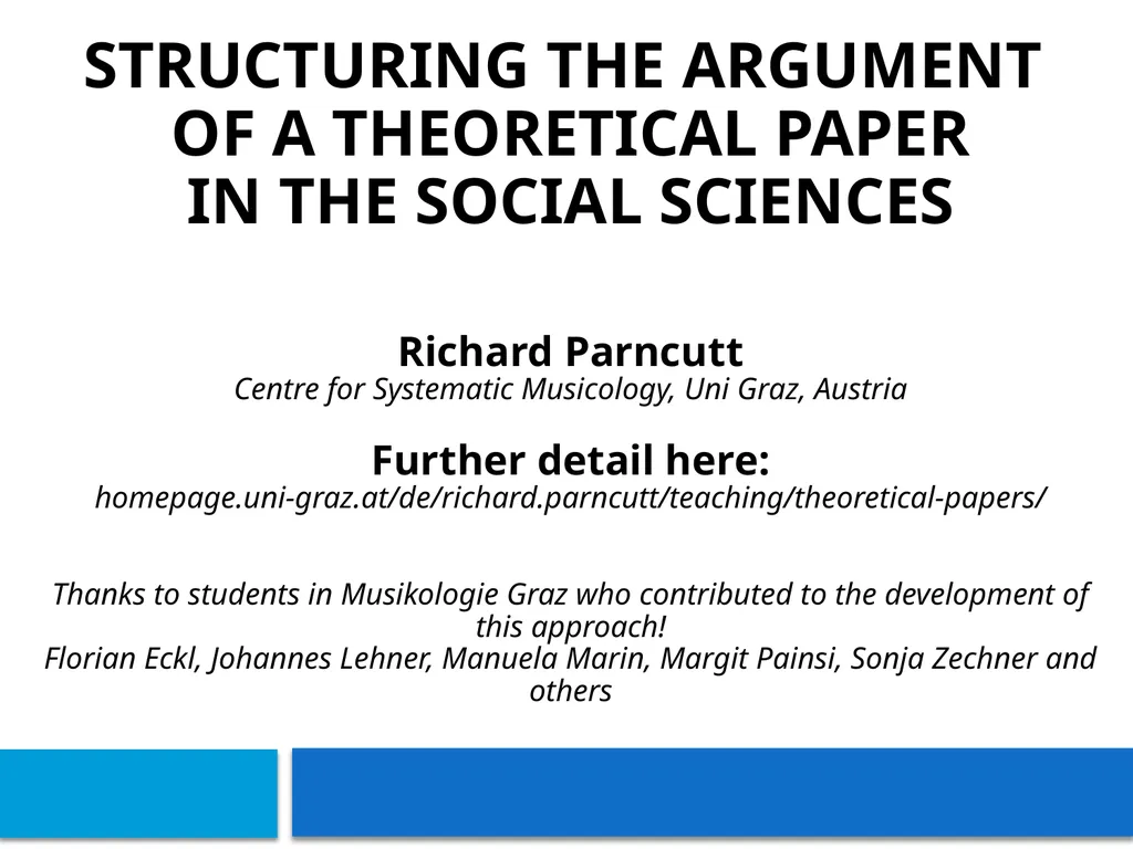 STRUCTURING THE ARGUMENT OF A THEORETICAL PAPER IN - slide 1 of 47