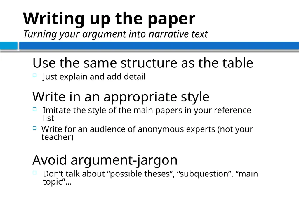 STRUCTURING THE ARGUMENT OF A THEORETICAL PAPER IN - slide 45 of 47
