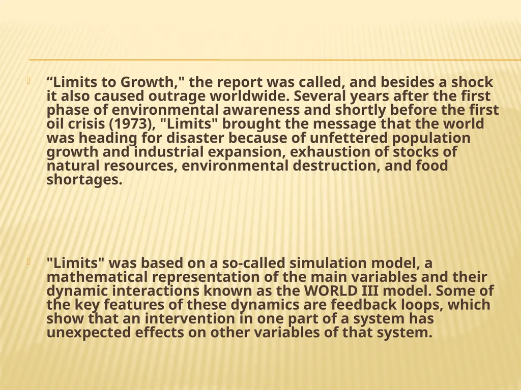 Limits to growth and sustainable use of resources - slide 3 of 25
