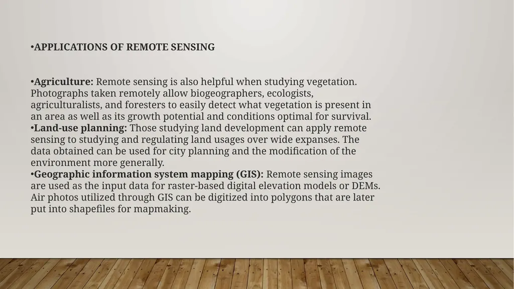 REMOTE SENSING MEANING AND PROCESS Remote sensing - slide 9 of 9