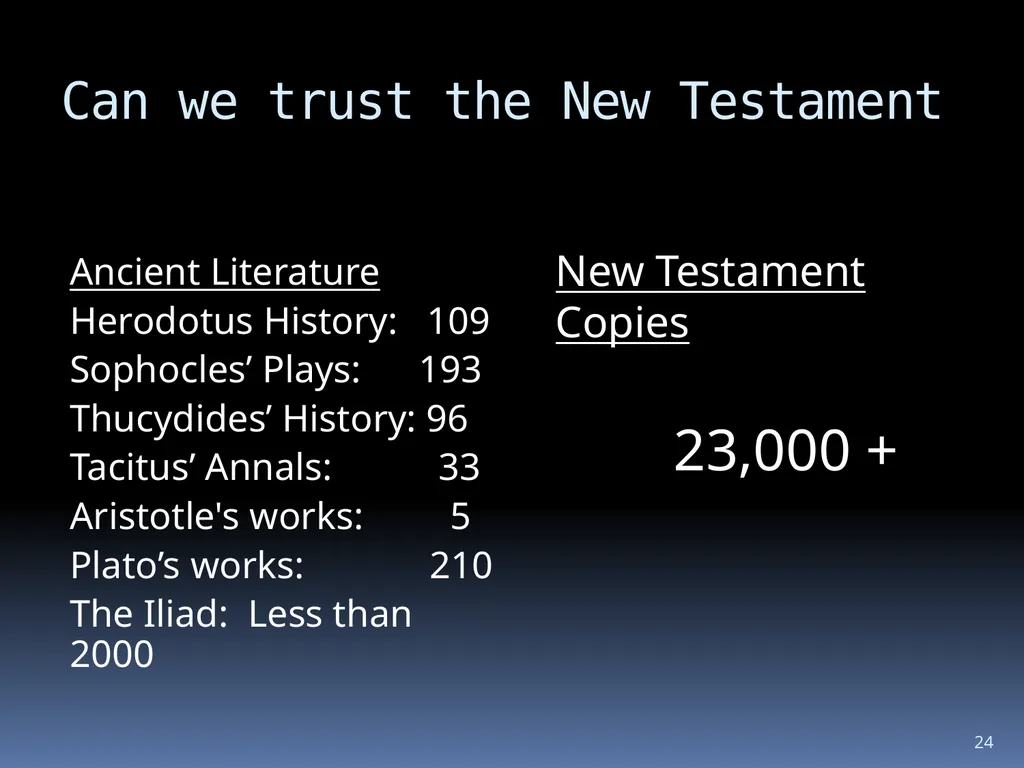 1 The reliability of the bible Wednesday night - slide 24 of 56