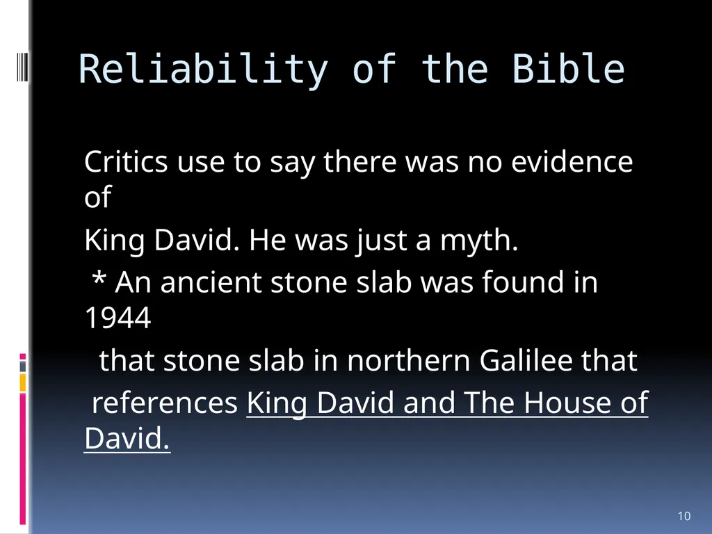 1 The reliability of the bible Wednesday night - slide 10 of 56